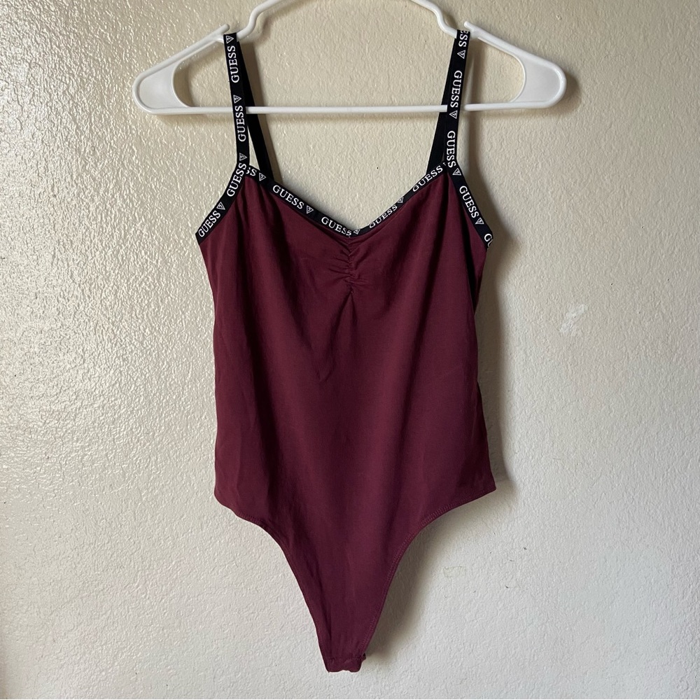 guess burgundy tank bodysuit (small)
